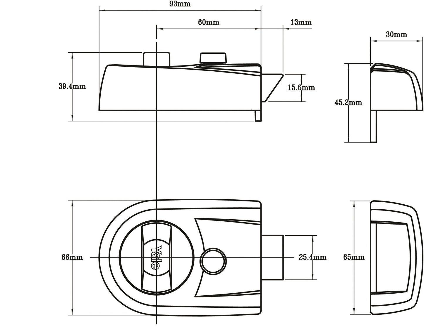 Yale Y3 Contempory Nightlatch 60mm c/w Brass Rim Cylinder