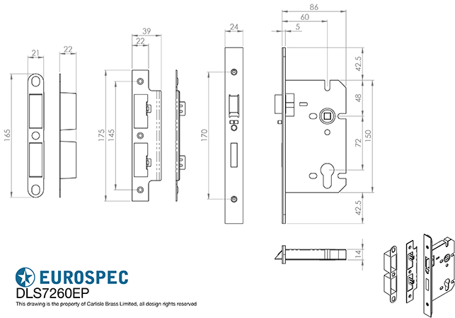 Eurospec DLS7260NL Nightlatch Square Forend CE Certified