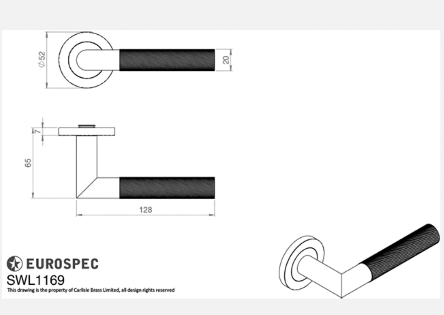 Eurospec Steelworx SWL1169 Crown Knurled Lever On Rose