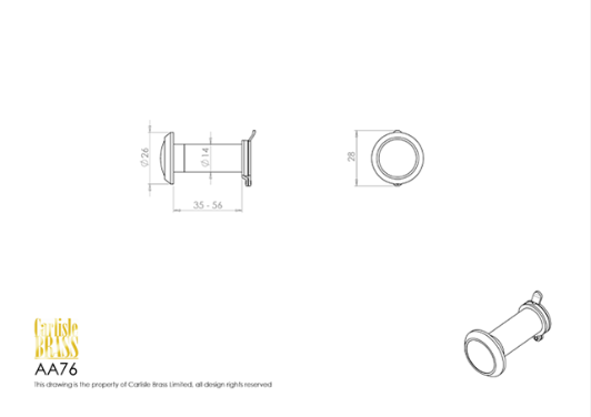 Carlisle AA77 FD30 Glass Lens Door Viewer