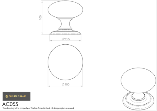 Carlisle AC055 Large Centre Door Knob