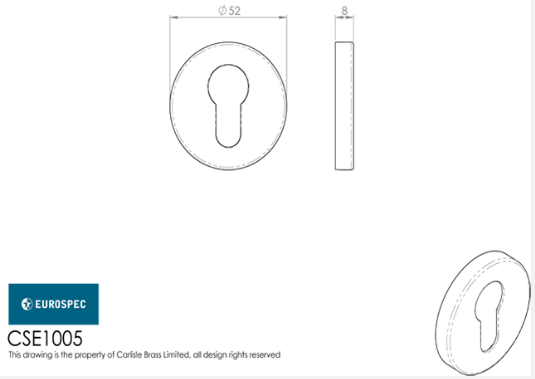 Eurospec Steelworx CSE1005 Euro Escutcheon Grade 304 Stainless Steel Pair