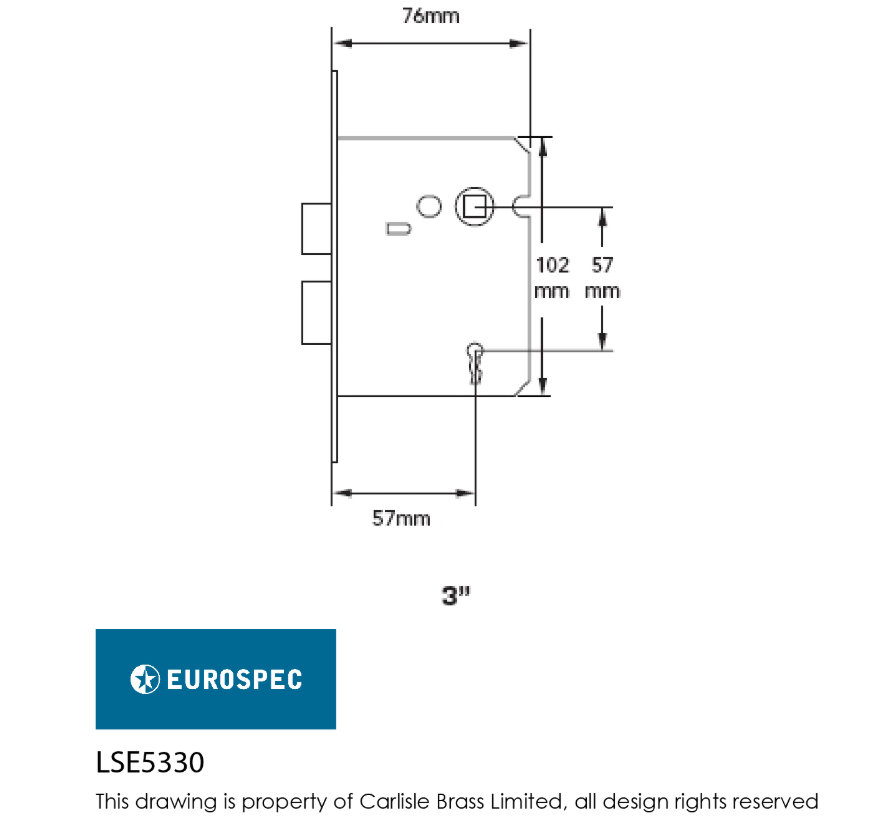 Eurospec LSE5230 Easi T 2 Lever Sashlock 76mm CE Certified