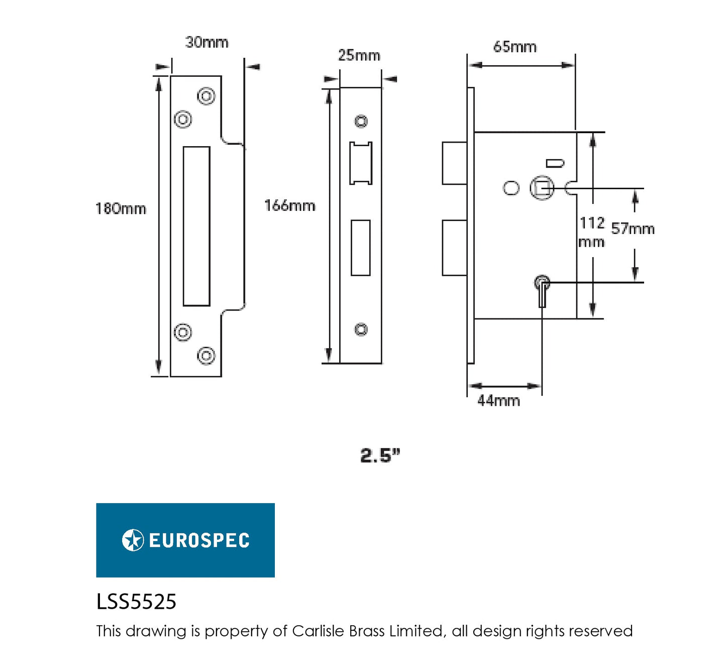 Eurospec LSS5525 Easi T 5 Lever Security Sashock 64mm