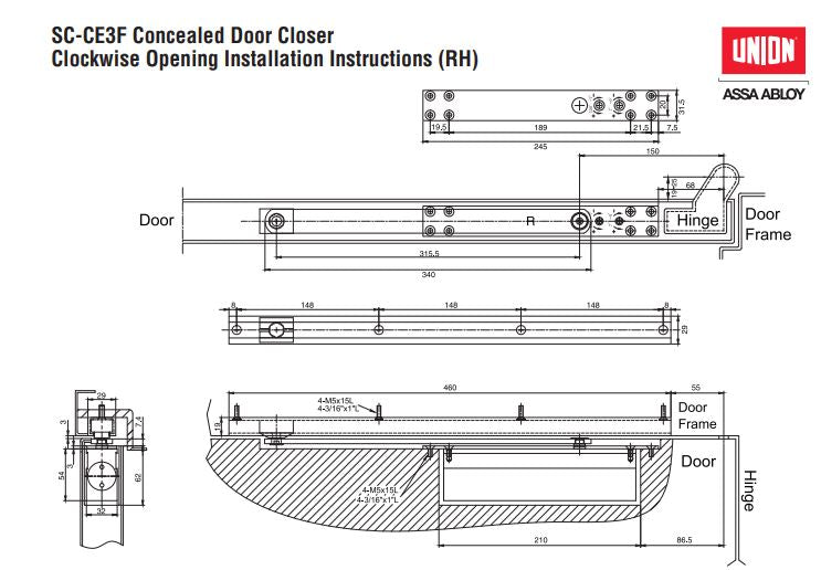 Union SC-CE3F Over Head Door Closer