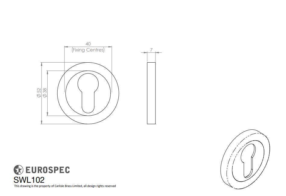 Eurospec Steelworx SWL102 Euro Escutcheon Grade 304 Stainless Steel - Pair