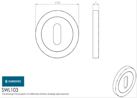 Eurospec Steelworx SWL103 Keyhole Escutcheon Pair - Finishes Range