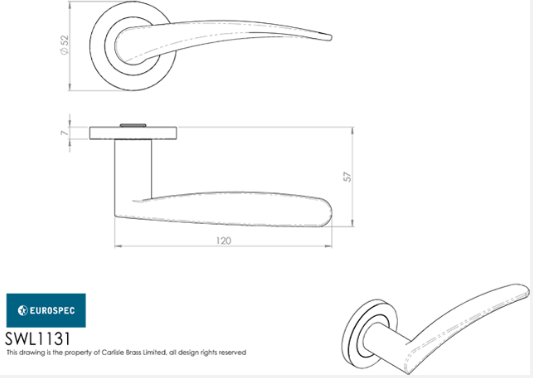 Eurospec Steelworx SWL 1131 Tirolo Lever Handle On Rose Stainless Steel