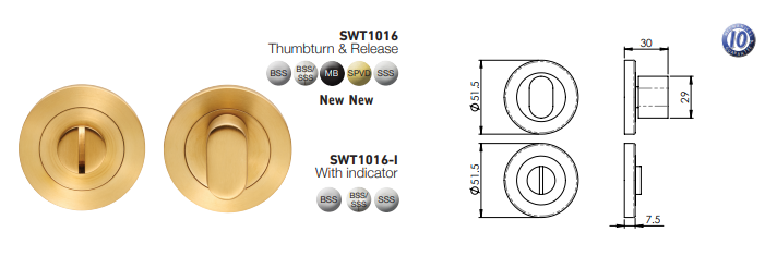 Eurospec Steelworx SWT1016 Toilet turn & Release Grade 304 Satin Stainless Steel