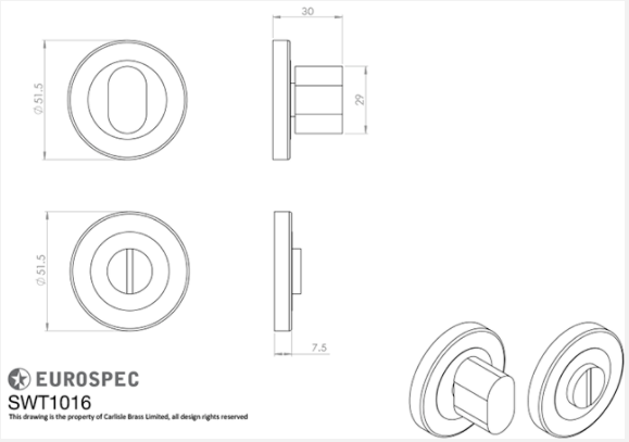 Eurospec Steelworx SWT1016 Toilet turn & Release Grade 304 Satin Stainless Steel