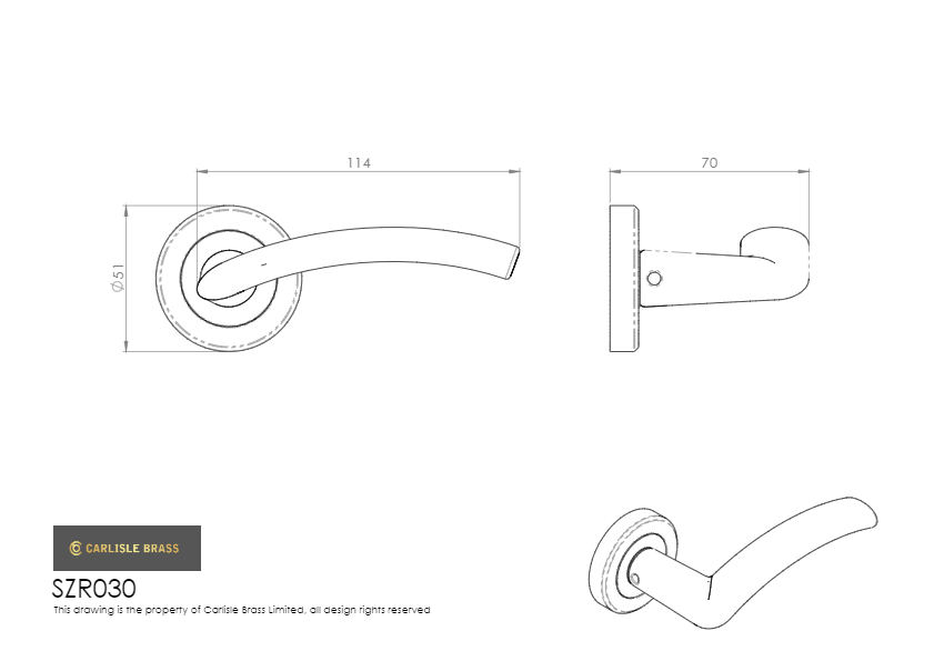 Carlisle Serozetta SZR030 Trenta Lever On Rose Matt Black