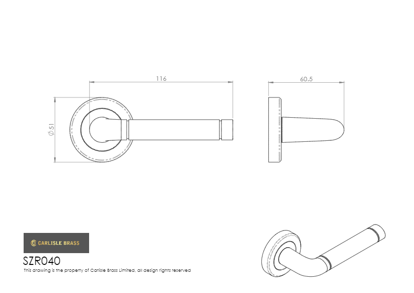 Carlisle Serozetta SZR040 Quaranta Lever On Rose Dual Finish SN/PN